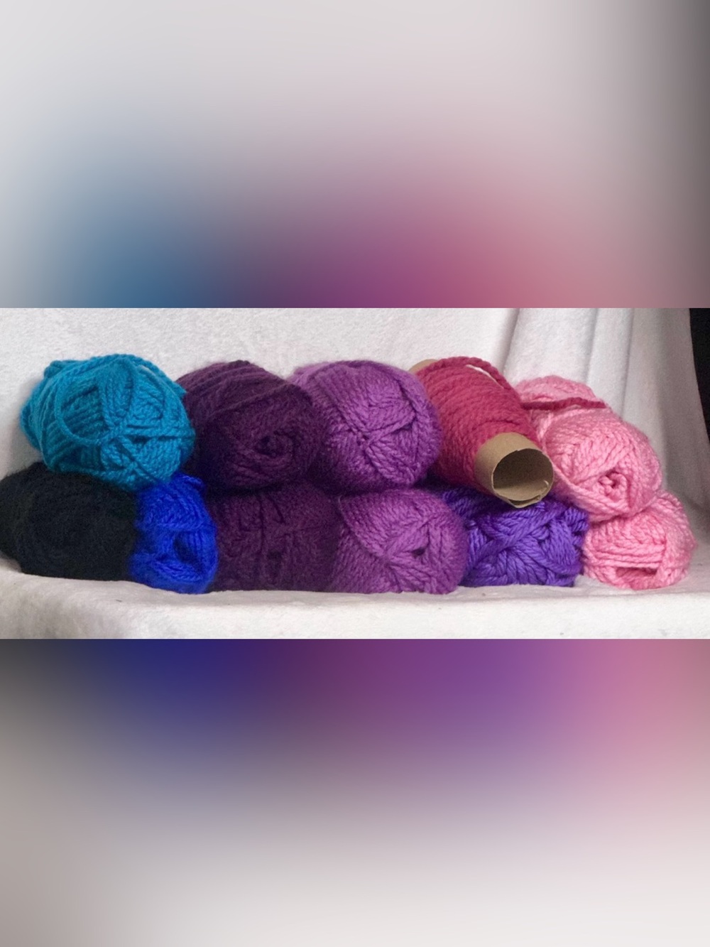 Y-01 Assorted Pink, Purple and Blue Yarn Bundle-Closet clean out